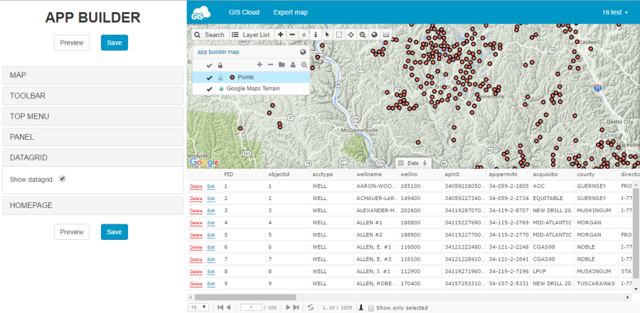 data grid on