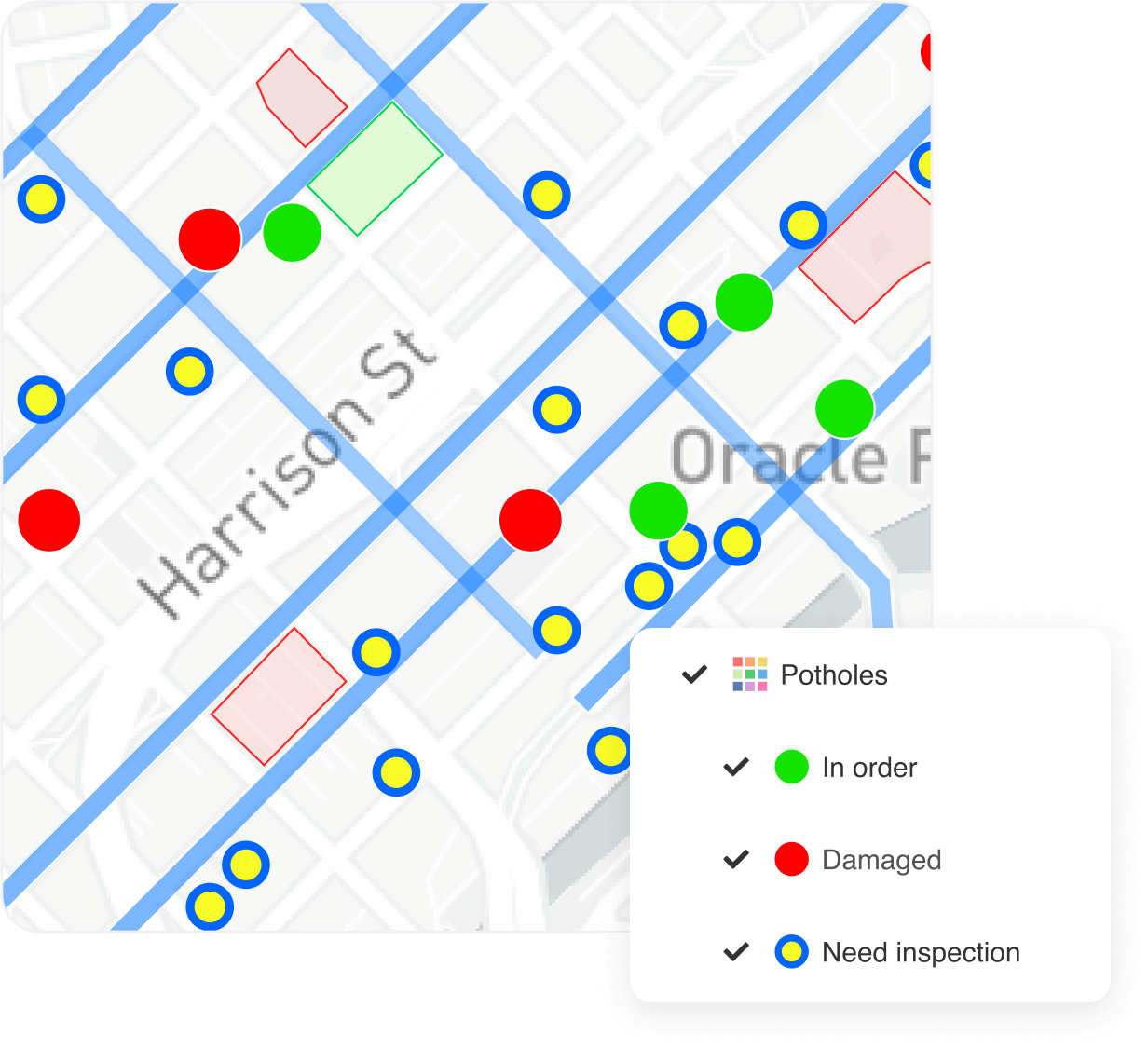 Create maps using custom symbology, points, lines and polygons