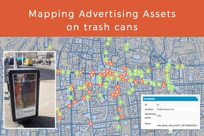 Mapping advertising assetson trash cans in Zagreb