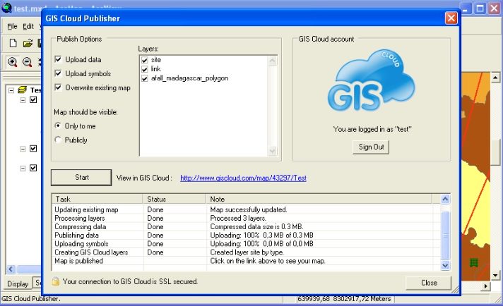 GIS Cloud Publisher for ArcMap: publishing a map to GIS Cloud from within ArcMap