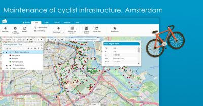 GIS Cloud map of Amsterdam cyclist infrastructure