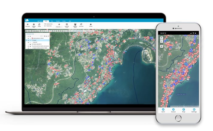 Liburnian Waters hydrant network on laptop and mobile
