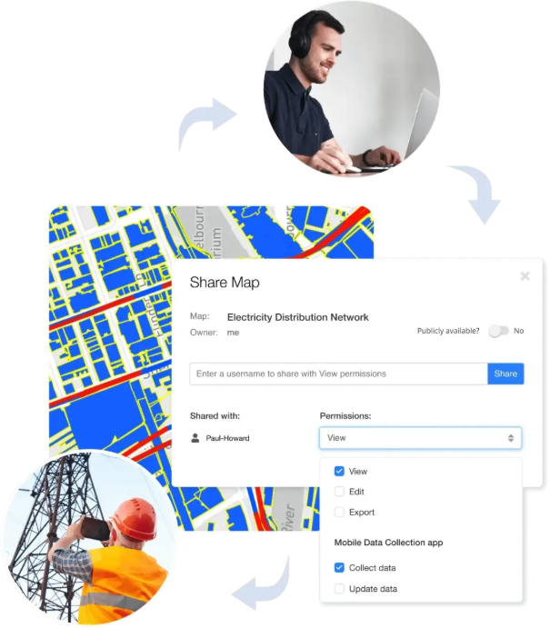 Share a map with field crews, analysts and stakeholders: View, Edit, Export and Mobile Data Collection permissions