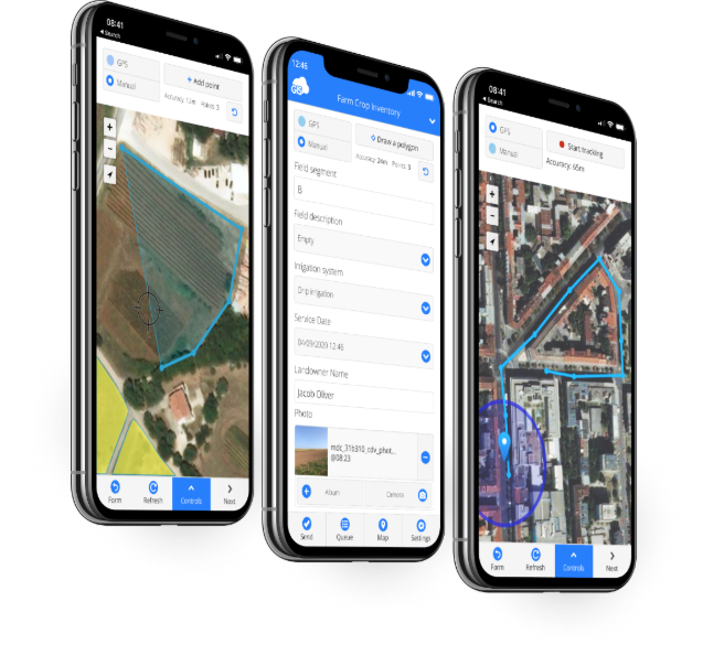 GIS Cloud Mobile Data Collection: collect points, lines and polygons in the field with GPS
