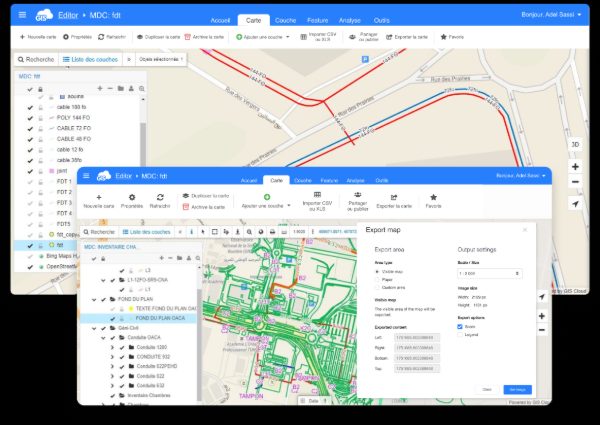 Sotetel FTTH / fibre network mapped in GIS Cloud Map Editor