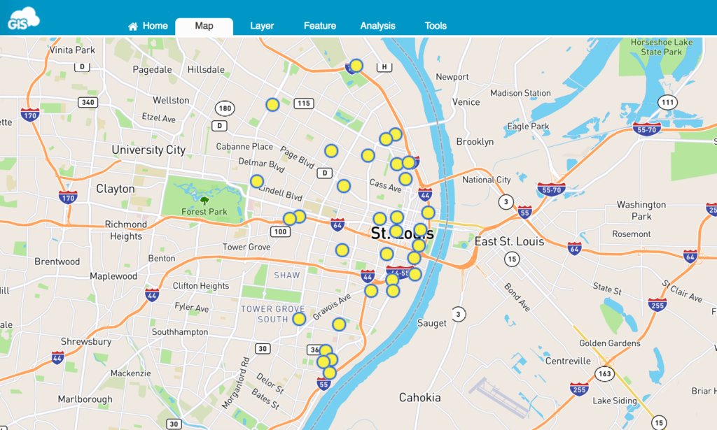 GIS Cloud Mapping Homeless Population in St. Louis