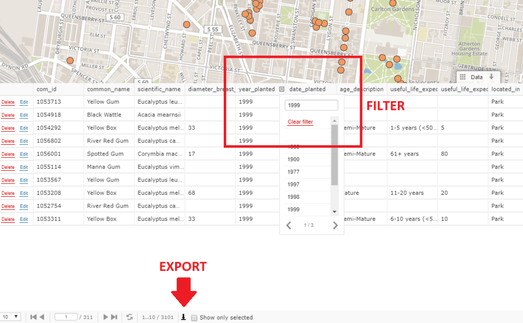 Filter data grid