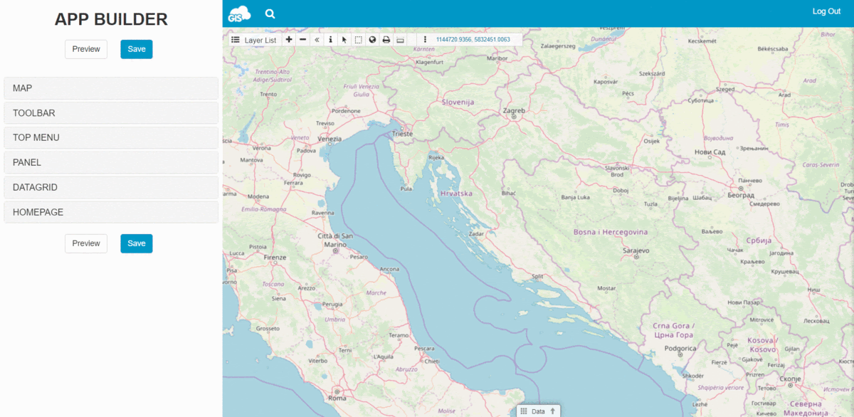 Geoheritage map - GIS Portal - app builder