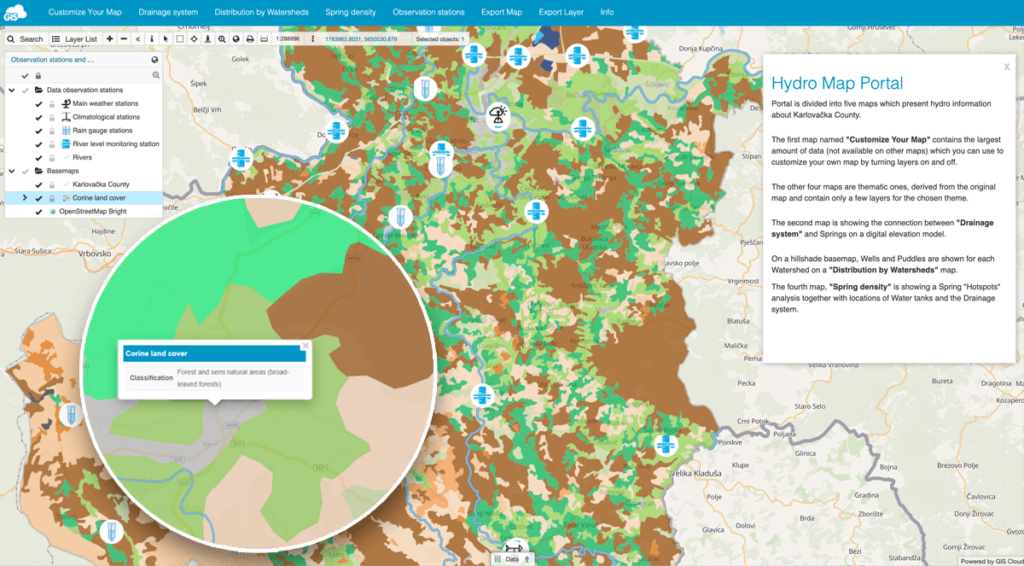 Hydrology map - corine land cover