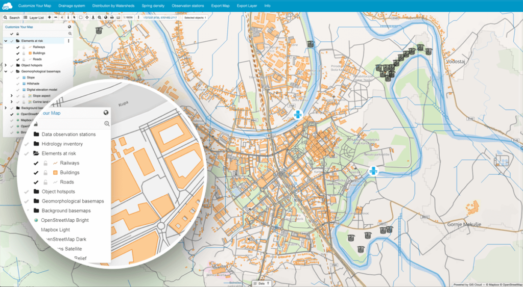 Hydrology map - elements at risk