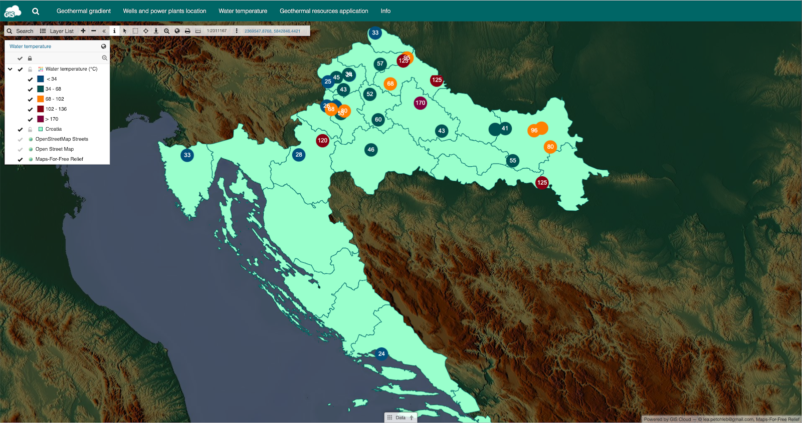 groundwater temperature map croatia