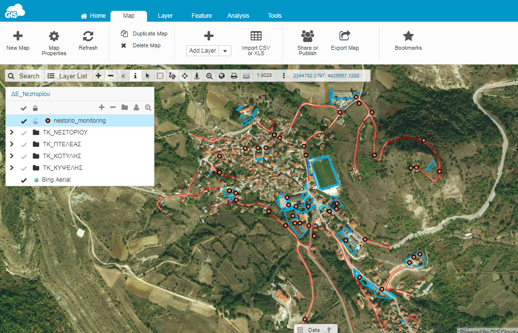 Management and Monitoring of Green Spaces map