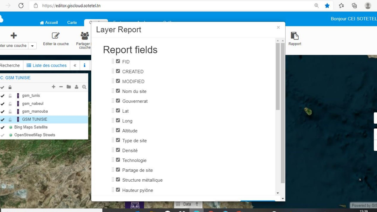 GIS Cloud telecommunication report