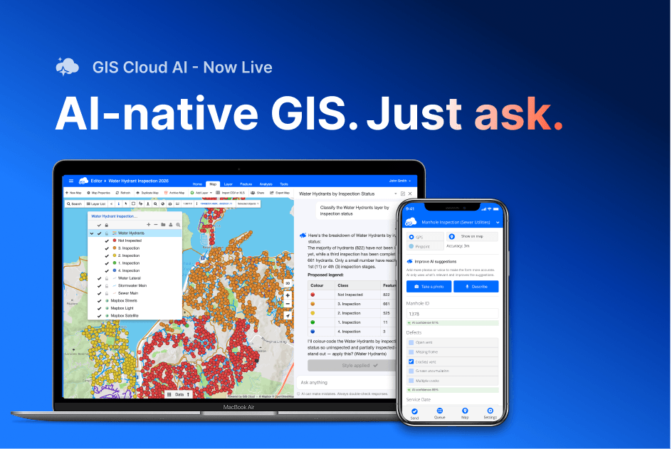 GIS Cloud AI is live: ask your data, fill forms from a photo, build apps from a sentence