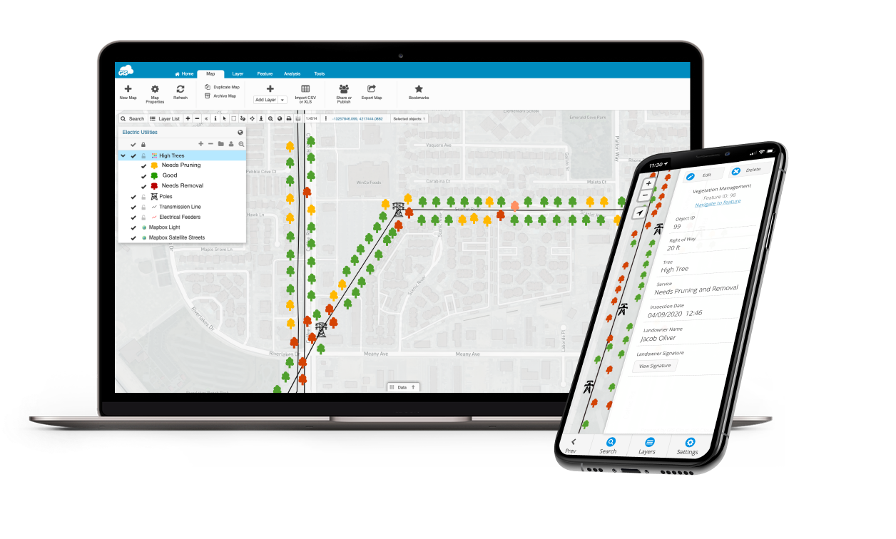 GIS Sloution for Vegetation Management - برنامه تلفن همراه و وب