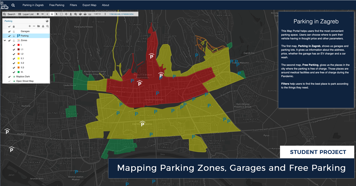 Mapping Parking Zones, Garages and Free Parking in Zagreb (Croatia)